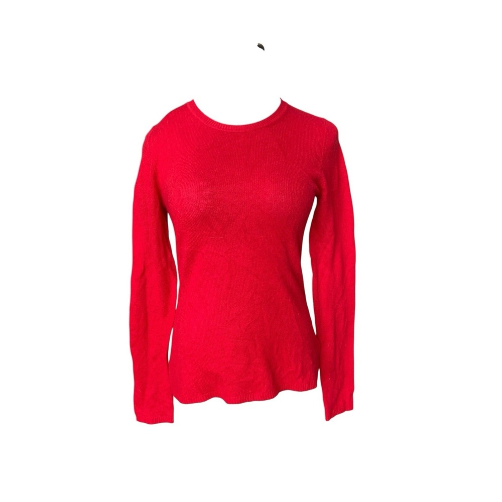 Red Cashmere Crewneck Sweater Womens Size S Quiet Luxury Valentines Holiday Cozy